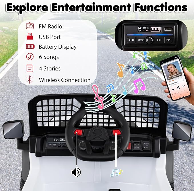 Costzon Ride on Truck, 24V Ride on Toys for Kids, Electric Vehicle with Parent Remote Control, Music, Horn, LED Headlights & Spring Suspension, Kids Car for Boys & Girls Aged 3+ (24V,White)