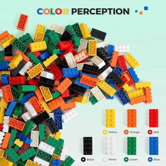 HUIZDQ 500 Piece Classic Building Bricks and 1 Gray Baseplate, 2x4 Bricks Bulk Creative Building Toys, Blocks Bulk for Kids Ages 6+, 7 Colors(Samll Bricks, 1.25x0.62x0.47 in)