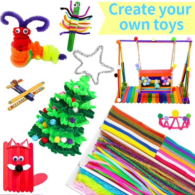 Itopstar Crafts for Kids -3000pcs+ Art Supplies Kids Art Supplies Great for School, Homeschool and Kindergarten DIY Crafting Projects-Giant Craft Box for Supplies