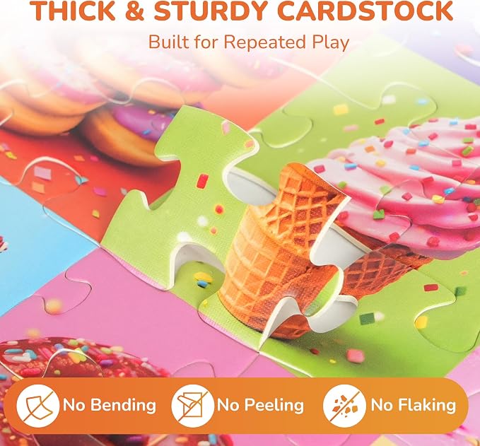 BenBen Puzzles for Kids Ages 4-6, 4 Pack 100 Pieces Jigsaw Puzzles for Toddlers 3-5, (Unicorn Priness, Animals Portrait, Dessert, Forest Fest), Learning Educational Games for Kids 6-8, 15.75” x 11.75”