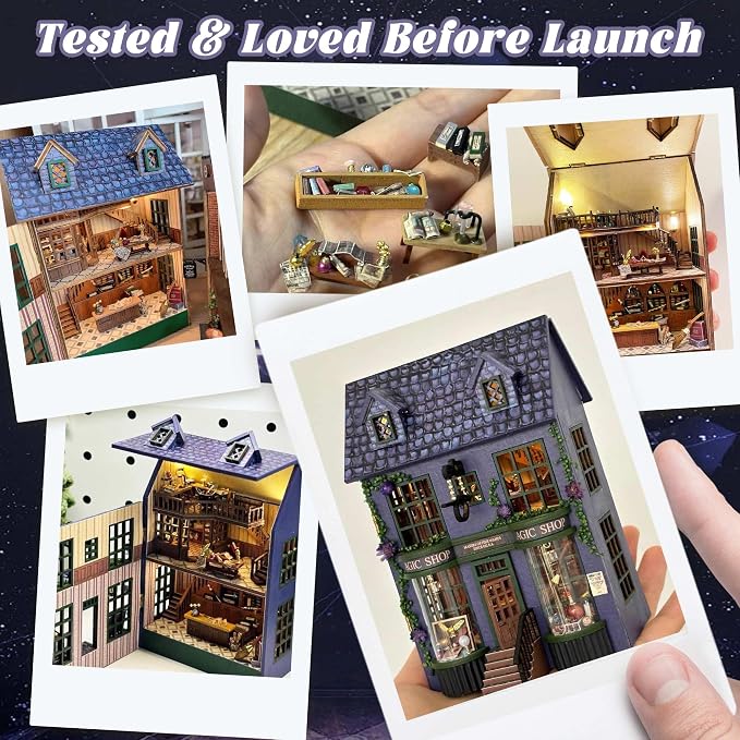 Flever Dollhouse Miniature DIY House Kit Creative Room with Furniture for Romantic Valentine's Gift (Magic Store)