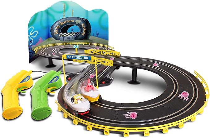 NKOK Spongebob Hot Rod Boat Slot Car Race Set 2531, Contains 8 Feet of Track, Dual Players, Great Item for Kids to Play with, Features a Lap Counter, Ages 6 and up