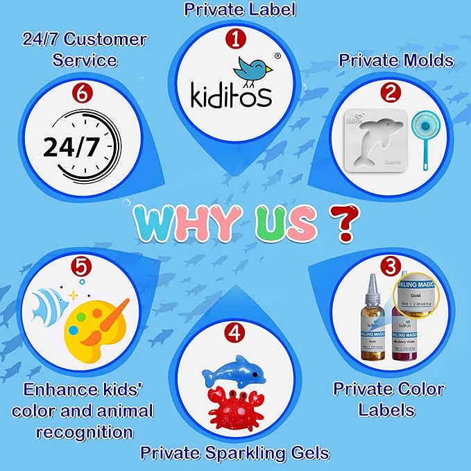 Kiditos Magic Water Elf Toy Kit for Kids, Make Your Own Magic Water Pets, DIY Sensory Craft Kit with 10 Magic Gels & 6 Molds, STEM Science Activity, Party Favors & Birthday Gifts for Kids Ages 3+