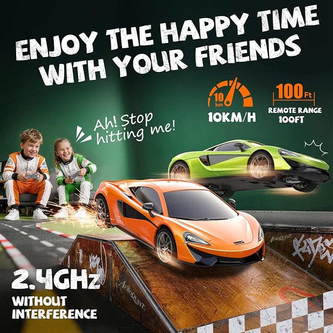 AEROQUEST McLaren Remote Control Car,Officially Licensed MCLAREN 570S,1:24 Scale Toy Car for Kids,Electric Sport Racing Hobby RC Cars,Birthday Gift for Boys and Girls（Green）