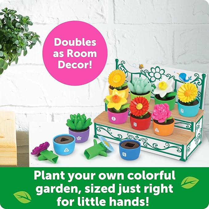 Learning Resources Shape & Color Garden - Montessori Toddler Toys, Sorting Sensory Toys, Kids Gardening Set, Flower Building Set, Preschool Learning Activities, Educational Montessori Toddler Gifts