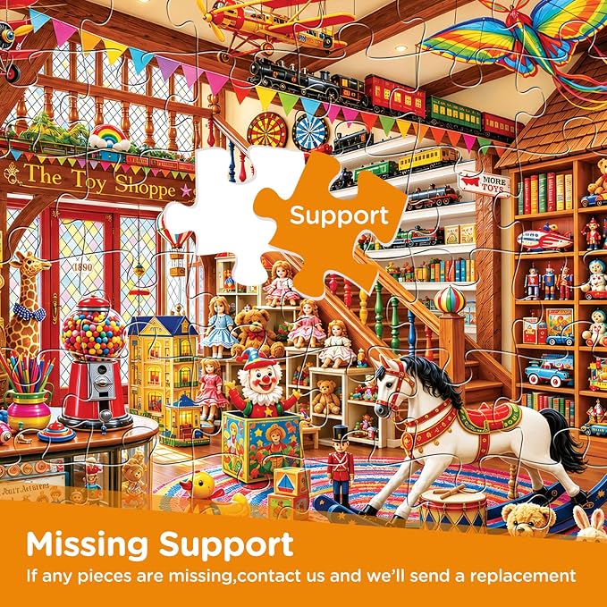 300 Pieces Jigsaw Puzzle for Adults, Childhood Toy Store Jigsaw Puzzle, Vintage Toy Shop Artwork, Colorful Family Puzzle, Brain Teaser Game, Premium Cardboard Puzzle, Home Decor