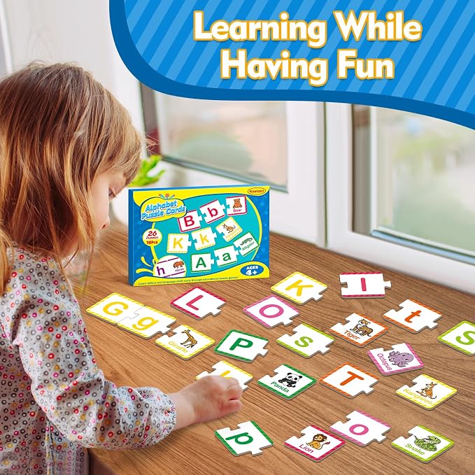 Kasfalci Alphabet Puzzle Flash Cards, 78 PCS ABC Flashcards for Kids, Alphabet Learning Toys for Toddlers, Matching Letter Game Gifts, Preschool Kindergarten Activities Classroom Must Haves