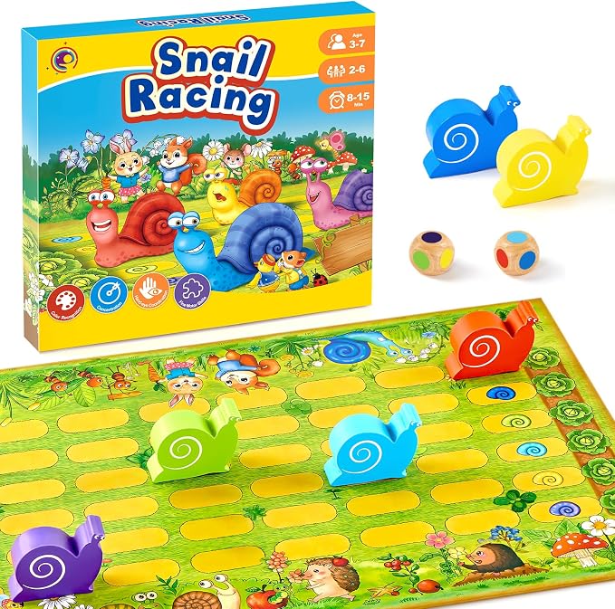 Snail's Pace Race Game, Classic Board Game, Family Game for 2-6 Players, Montessori Toys for 3 4 5 6 Year Olds, Fine Motor Skills Toy, Gifts for Boys Girls 3+ Year Old