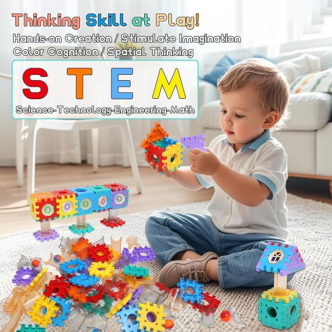 AOSITE 234 PCS STEM Marble Run Building Learning Toy Kid Gift Construction Race Track Marbles Run Building Block for 4 5 6 7 8 9 10 11 12Years, Creative Marble Run Games Boy Girl Birthday Xmas Present