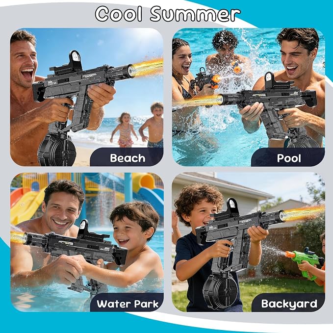 Electric Water Gun for Kids Adult 2 Pack, Automatic Squirt Pistol Guns with Large Capacity & 26-32FT Range, Rechargeable Watergun Toys for Pool, Beach, Backyard Summer Water Blaster Games