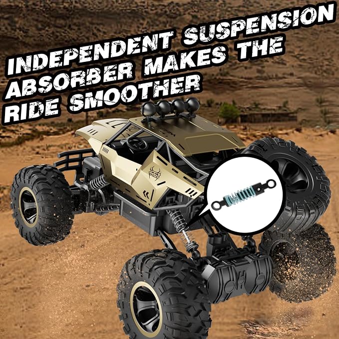 Jiakora RC Off Road Truck with Durable Metal Body, 1:12 Remote Control Monster Truck, LED Headlights All-Terrain Monster RC Car, Birthday for Kids Boys 8-12