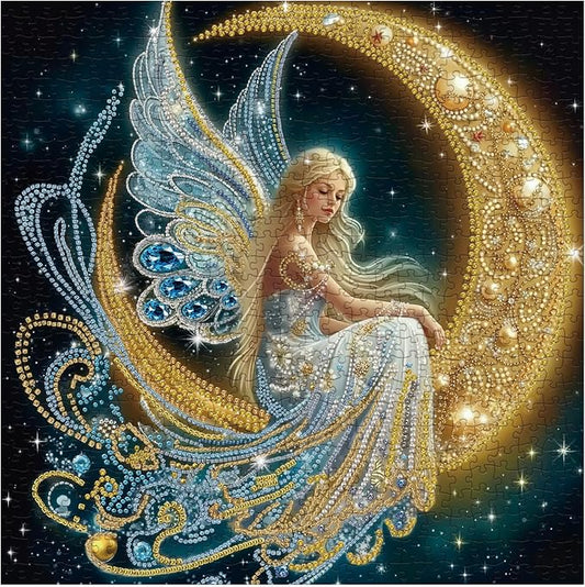 Beautiful Moon Angel Puzzles for Adults 1000 Pieces, Colorful Diamond Gem Aesthetic Jigsaw Puzzles, Impossible Pretty Art 1000 Piece Challenging Puzzle