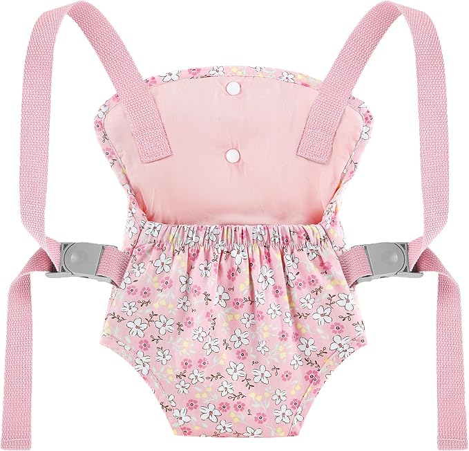 GAGAKU Baby Doll Carrier for Little Girls, Reborn Doll Accessories for Toddlers 3+ Years Old, Kids Toy Baby Dolls Carrier - Pink - Helleborus