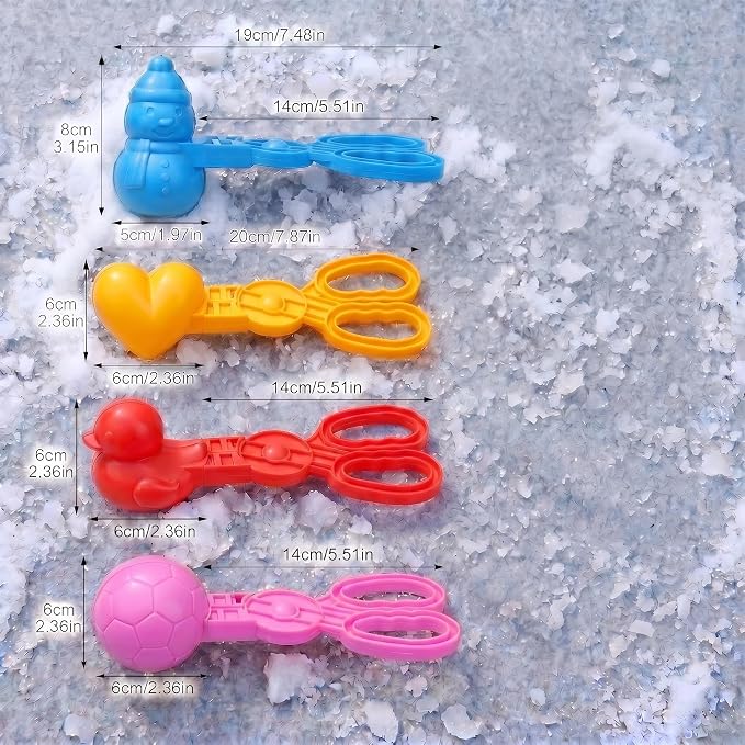 4 Pcs Sand Molds Maker, Beach Toys for Kids, Duck/Ball/Heart/Snowman Shapes, Sandbox Outdoor Play Sand Toys, Gifts(Red/Pink/Yellow/Blue)