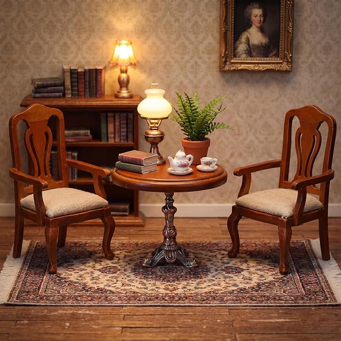 Mifoci Miniature Dollhouse End Table 1: 12 Scale Round Miniature Table Model Wooden Mini Dollhouse Furniture Brown Doll House Accessories and Furniture for Coffe Tables Living Room Scene Decoration