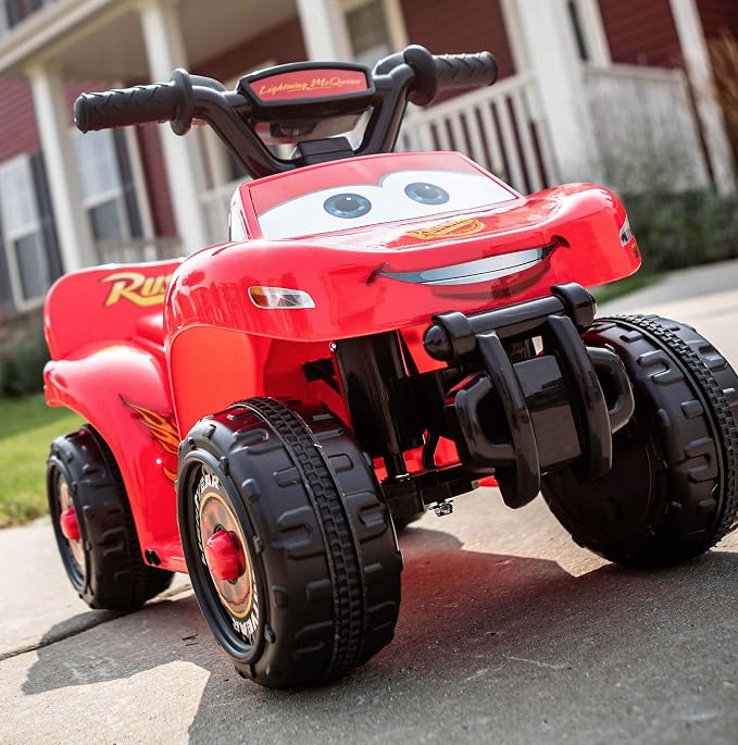 Kid Trax Toddler Disney Cars Quad Ride On Toy, Kids 1.5-3 Years Old, 6 Volt Battery and Charger Included, Max Weight 45 lbs, Lightning McQueen Red