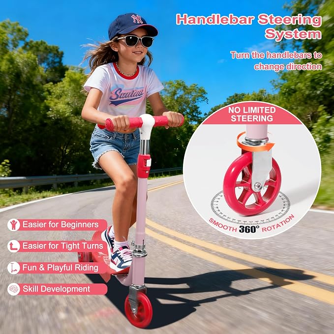 Kids Scooter: LED Lighted 3 Wheel Scooters for Kids 3-5, 3 Adjustable Height Handlebar, Anti-Slip Deck,Heavy Duty Metal Scooters for Boys Girls Ages 3-5 5-7, up to 110 Lbs,Toddler Kick Scooter