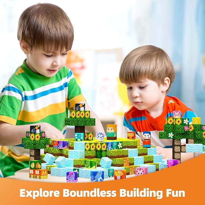 GobiDex Magnetic Building Blocks Dinosaur Theme Kid Toys for 3+ Years Old Boys Girls, STEM Building Gifts for Kids, Magnets Sensory Game for Toddler