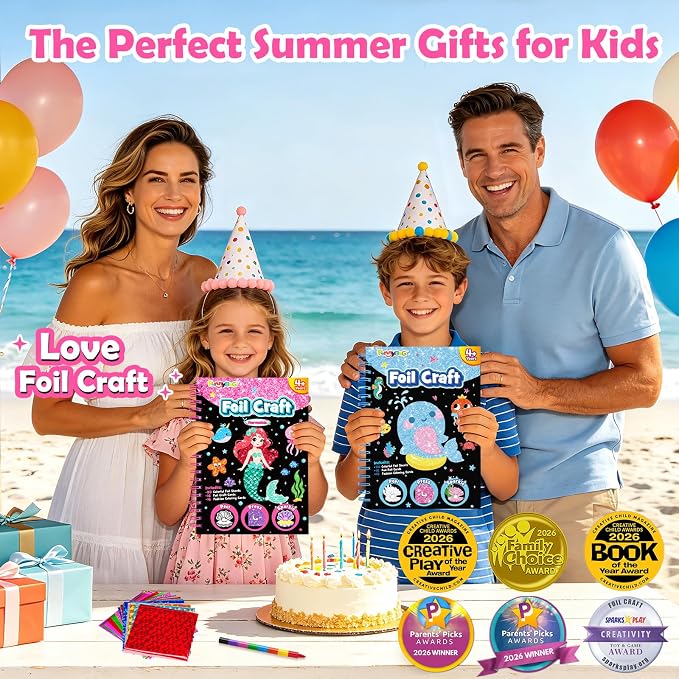 FUNNYB&G Foil Art Crafts for Kids Ages 4-8: Valentines Crafts for Kids 2026,Birthday Gift for Girls,Art and Crafts Supplies,Party Favors,Creative Toys for Girls Boys 4 5 6 7 8 9 Years Old(Mermaids)