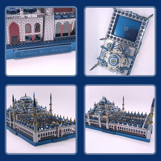 Microworld 3D Metal Puzzle for Adult, Turkey Blue Mosque Architecture Metal Model Kits, 3D Puzzles for Adults DIY Building Model Brain Teaser for Age 16+ (Sultan Ahmed Mosque)