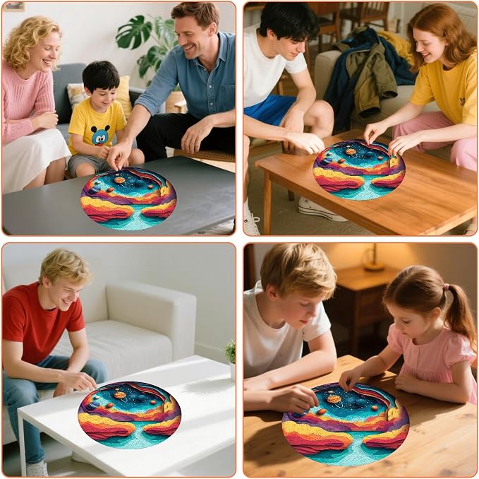 MEATRN Jigsaw Puzzles for Adults 500 Pieces - Outer Space Wooden Puzzles, Galaxy Planet Stress Relief Brain Teaser Game, Creative Astronomy Exploration Puzzle Gift for Teen and Kids, 16.5x16.5 in