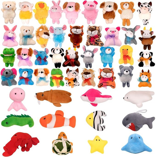 JoyRapt 48 Pack Small Sea Stuffed Animals Bulk Gifts for Kids (2.3/2"-2.5/3.5" Each), Birthday Party Favors Toys for Classroom Prizes, Goodie Bag Pinata Fillers, Carnival Treasure Box Toys (48PCS)