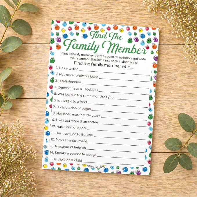 DISTINCTIVS Family Reunion Game Pack - Family Trivia, Most Likely to, Family Feud & Find the Family Member - 4 Game Set for 20 Guests