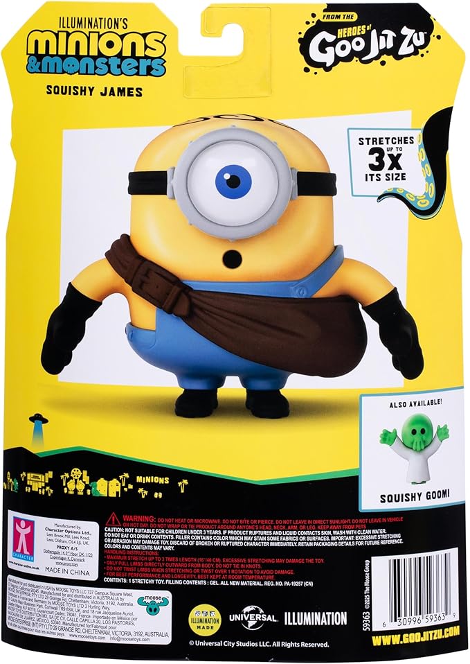 Minions Illumination's Monsters x Heroes of Goo JIT Zu, Squishy James Action Figure, Squishy Toys, Super Gooey Filling, Stretches Up to 3 Times His Size, from the Monster Movie