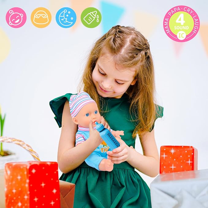 PROOU Baby Doll Care Toys, 30PCS Baby Dolls Bath Set & Doctor Kit, Pretend Play Baby Doll Set, Incl Bathtub, Bathrobe, ECG, Thermometer, Toddlers Toys Gifts for Age 3 4 5 6 Year Old Girls