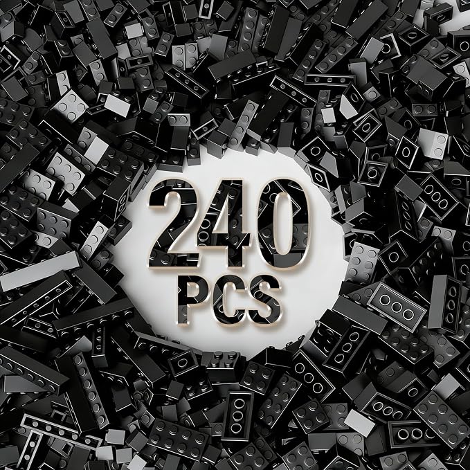 Bulk Building Bricks, Compatible with Lego and All Brands, 8 Sizes and A Variety of Colors to Mix and Match，Random Color (120, Black)