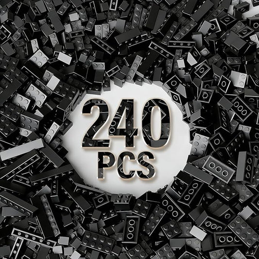 Bulk Building Bricks, Compatible with Lego and All Brands, 8 Sizes and A Variety of Colors to Mix and Match，Random Color (240, Black)