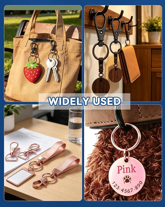 325PCS FIVEIZERO Keychain Making Kit - Keychain Clips with Key Ring, Lobster Claw Clasp, Swivel Snap Hook, Jumprings & Extender Chain for Crafts, DIY Projects & Purse Making Supplies (Rose Gold)