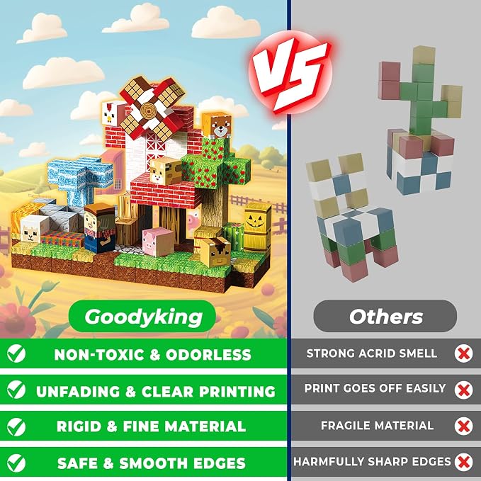 Goody King Magnetic Blocks | 120PCS Magnetic Building Blocks,Magnetic Blocks Farm,STEM Montessori Sensory Toys for Toddlers Kids Boys Girls Ages 3 4 5 6 7 8 9 10 Christmas Birthday Easter Gifts