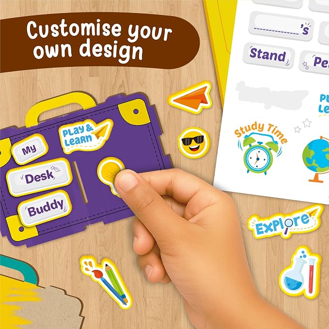 Imagimake DIY Wood Art Pen Stand | Make Customized Wooden Pen Stand | Wooden Painting Crafts for Kids Age 5,6,7,8 & Above| 25+ Foam Stickers for Wood Crafts |Fun Gift for 5+ Year Old Girls and Boys