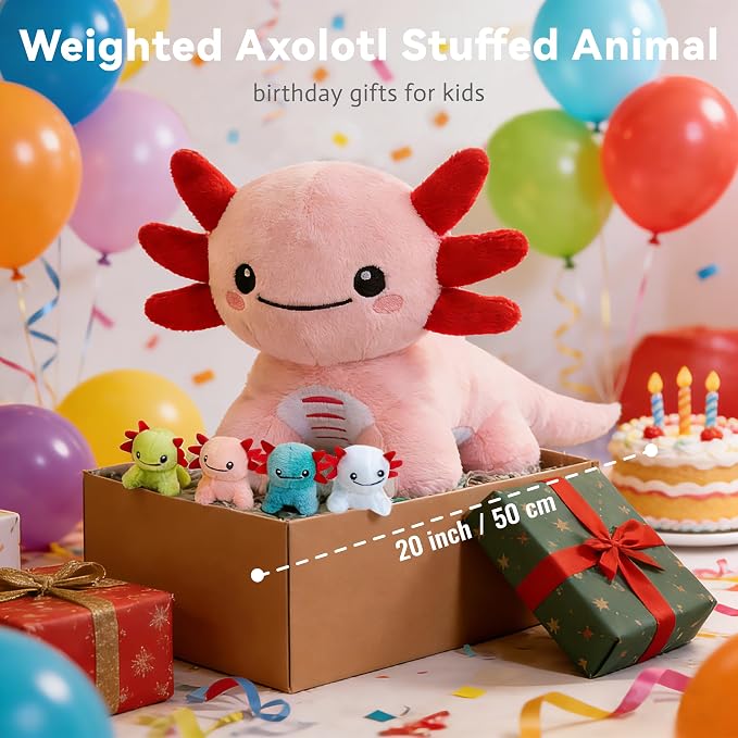 Axolotl Stuffed Animals, Mommy Axolotl Plush with Baby, 5 Pcs Plush Toy for Girl Boy, Birthday Gifts for Girlfriend, Kids
