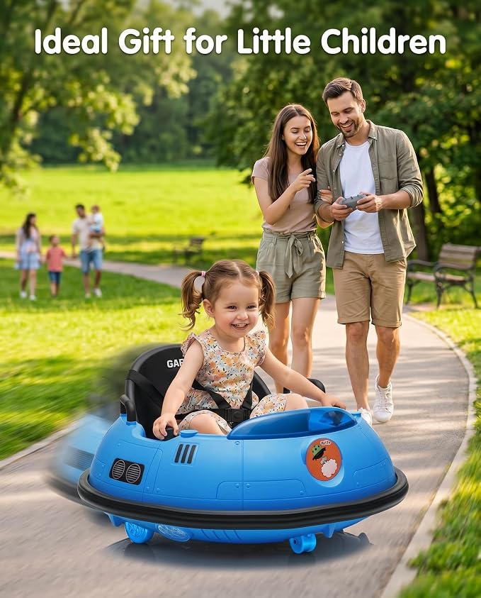 Garvee 12V Kids Ride On Bumper Car with Parental Remote Control, 360° Spin Electric Toddler Bumping Car, LED Lights, Safety Belt & Music, Ride On Cars for 18 Months+ Toddlers