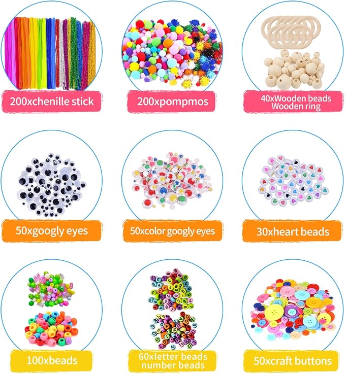 Itopstar 3000+ Kids Arts & Crafts Supplies for Girls - Ultimate Crafting Set in Portable 3-Layered Plastic Art Box - All-in-One DIY Art Supplies for Girls 8-12