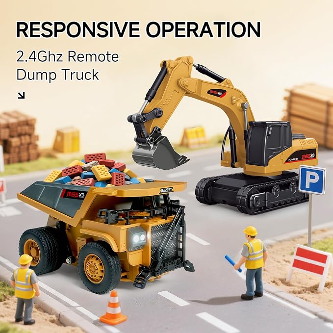 BRRRRT 1/64 RC Dump Truck,Full Proportion Mini Dump Truck Toy,8-Channel Remote Control Toy with Metal Bed & Light, RC Construction Vehicles,Type-C Built-in Battery for Boys and Girls Age 3+