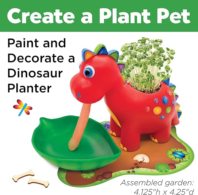 Creativity for Kids Dinosaur Self Watering Plant Pet, Kids DIY Kit, Dinosaur Crafts for Boys, Outdoor Summer Fun (Ages 6+)