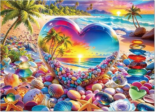 1000 Piece Puzzle for Adults, Difficult and Fun Adult Jigsaw Puzzles 1000 Pieces, Beach Sunset (27.5 x 19.7 Inch)