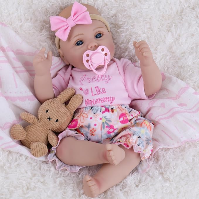 Milidool Lifelike Reborn Baby Dolls Girl - Realistic 18-Inch Newborn Baby Doll, Nice Gift for Kids Age 3+, Parents-to-be, Grandparents,Pink Clothes