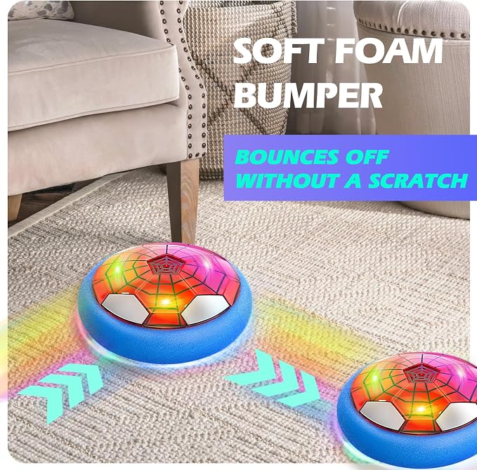 Ocditikl Hover Soccer Ball, Air Floating Soccer with LED Lights & Foam Bumper, Indoor Soccer Toys for Kids Ages 5-12, Ideal Easter Birthday for 4 5 6 7 8 9 10 11 12 Year Old Boys Girls