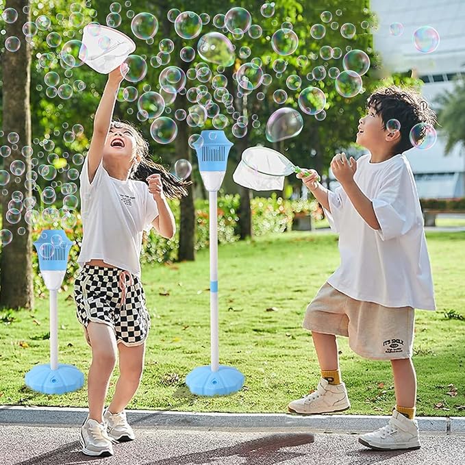 AIERSA Bubble Machine Automatic,Height 47 Inches Vertical Bubble Machine for Parties, Battery Operated Outdoor Bubble Maker with Lights,Bubble Blower Machine for Weeding (2 Pack)
