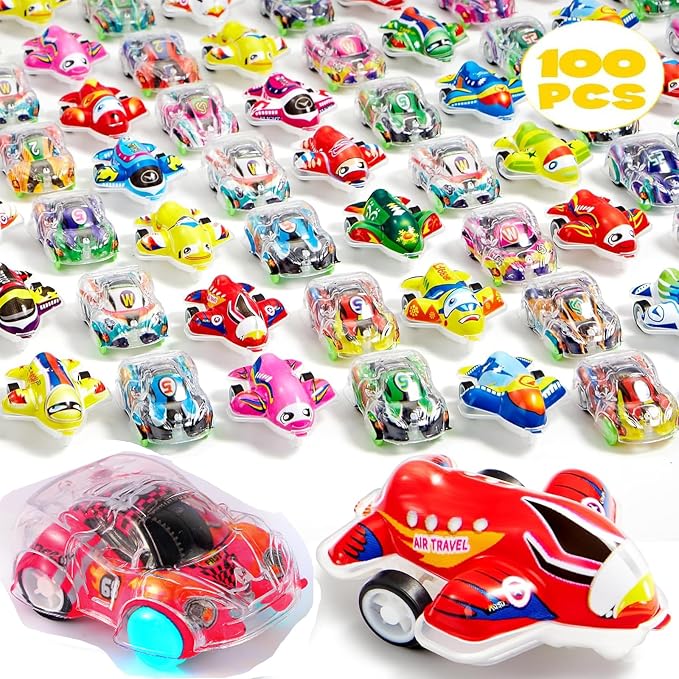 100 Pcs Mini Pull Back Cars, Treasure Box Toys for Classroom Prizes, Pinata Stuffers, Small Cars for Easter Egg Fillers Party Favors, Goodie Bags Stuffers for Kids