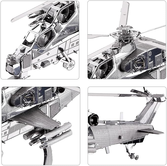 Piececool 3D Metal Puzzle Military Model Kits, 10 Helicopter Airplane Models Kits to Build for Teens Men Hobbies DIY Brain Teaser Puzzles, Great Birthday Gifts, 122 Pcs