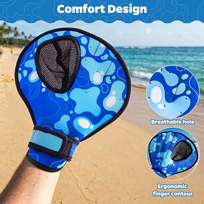 Ayeboovi Water Baseball Gloves Bouncing Ball Set for Pool Toys Lake Beach Games,2 Baseball Style Glove for Catch Skipping Ball, Birthday Gift for Boy Girl Kid Age 8-12 & Adult Teen, Blue