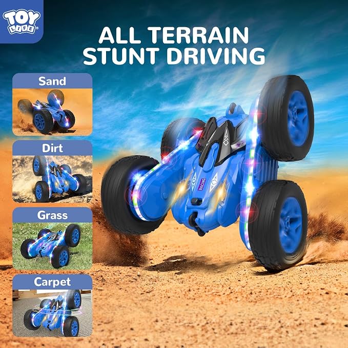 TOY Life Kids Stunt Remote Control Car 2.4G HZ Remote Control Cars RC Stunt Car Remote Control Toys for Boy & Girl RC Stunt Car Double Sided 360° Rotating Cars Birthday for Kids