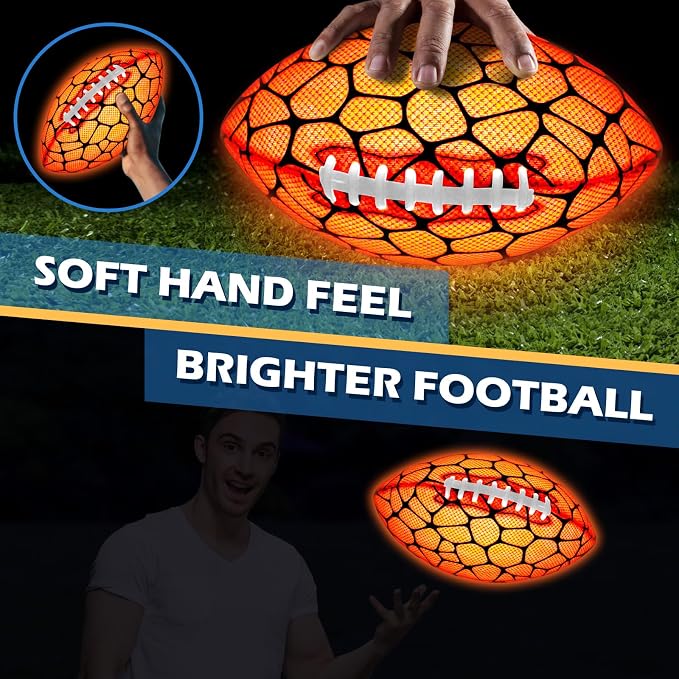 Jasonwell Glow in The Dark Football - Strong Grip Light Up Football Toy Stuff Gift Outdoor Sports Ball for Boys Kids Teen Junior Youth Adult Christmas Birthday Gifts for Ages 6-8 8-12 13+ Year Old