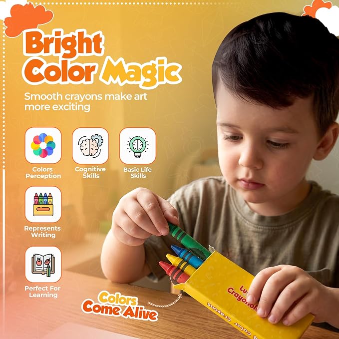 Lucky Art Mini Crayon Packs Non-Toxic Crayons; Crayons in bulk for Kids Party Favors, Restaurants, Birthdays, School Supplies for Teachers & Travel (20 Set of 4 Pack, Standard)