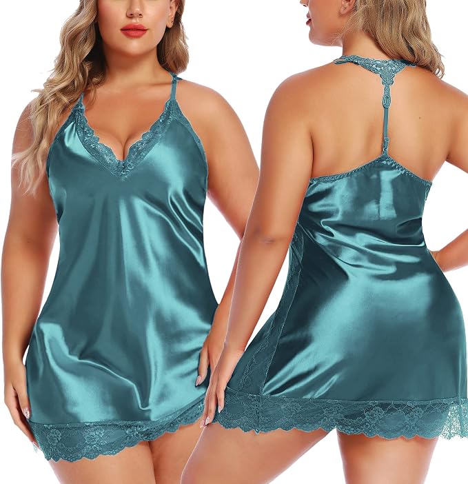 Avidlove Women Lingerie Satin Lace Chemise Nightgown Sexy Full Slips Sleepwear S-4XL